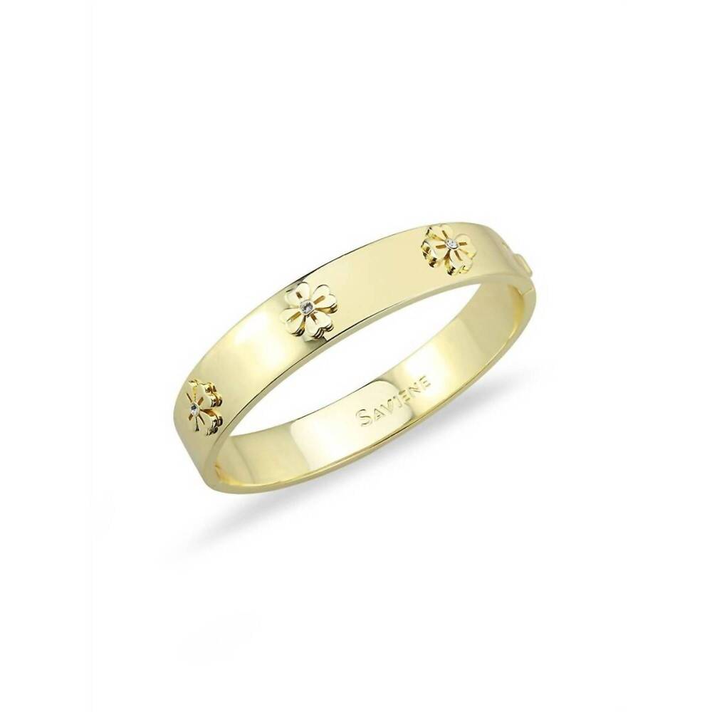 NEW VIA SAVIENE clover bangle bracelet in gold